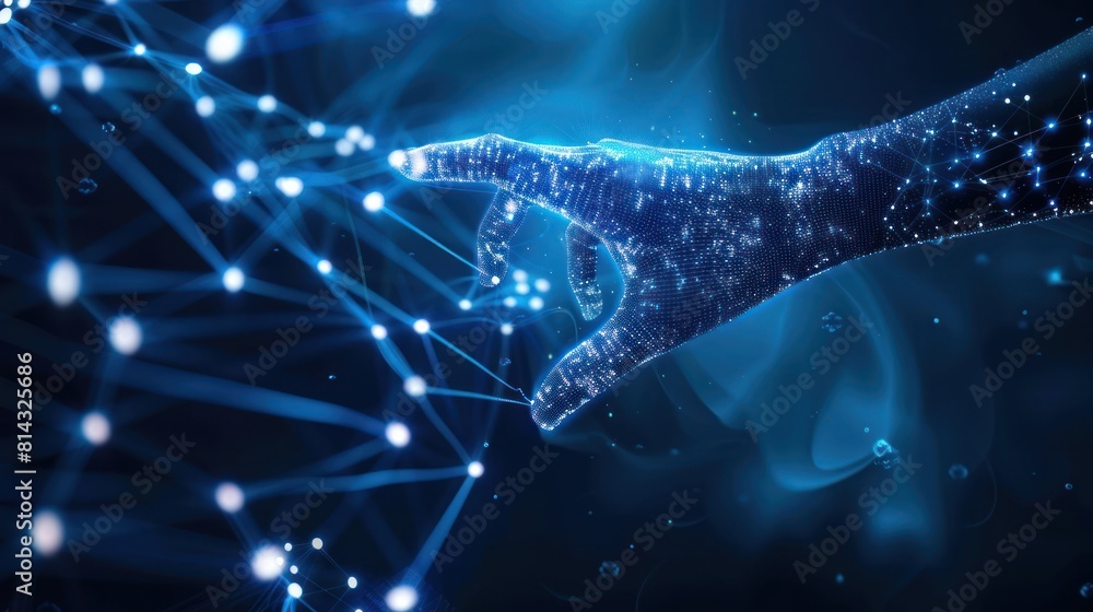 Poster hand touching abstract network ,global network connection concept, abstract concept