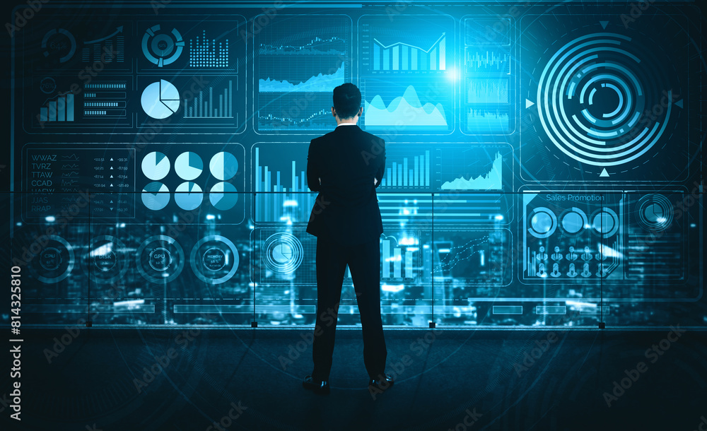 Aufkleber big data technology for business finance analytic concept. modern interface shows massive informatio