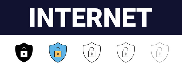 Different style Internet computer icons set. Editable, filled, outline, line and stroke style can be used for web, mobile, ui, Internet icons, Computer icons, Web icons, Mobile icons, UI icons,
