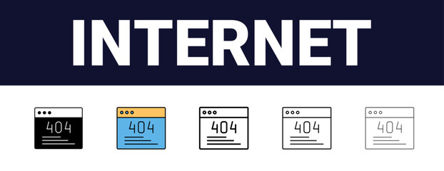 Different style Internet computer icons set. Editable, filled, outline, line and stroke style can be used for web, mobile, ui, Internet icons, Computer icons, Web icons, Mobile icons, UI icons,