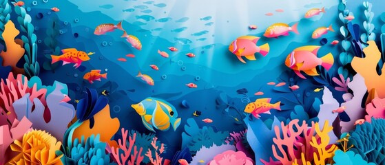 Creative paper art of a whimsical underwater scene