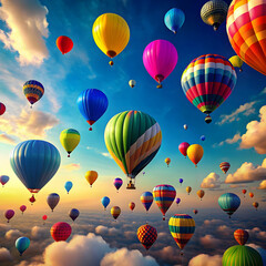 Obraz premium colorful balloons flying in sky