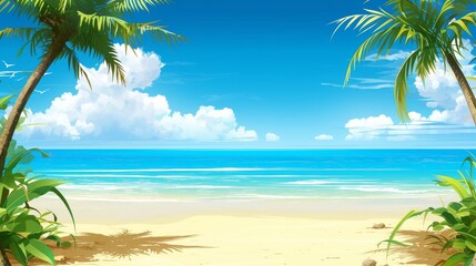 Unique beach illustration with surfboards and beach ball