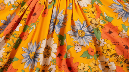 sundress material with floral pattern and folds in fabric