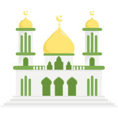 Mosque Building Elements of Eid Al-Adha Illustration
