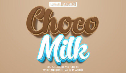 Obraz premium Editable 3d text style effect - Choco Milk text effect Template