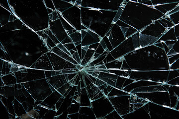 Broken glass texture, shattered splashing glass 3D rendering