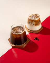 ice americano and ice cappuccino are served on the table