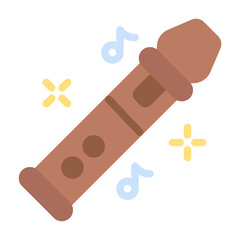 Flute Icon With Flat Color Style