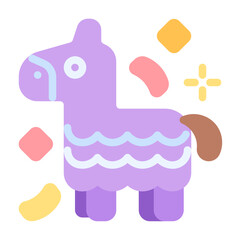 Pinata Icon With Flat Color Style