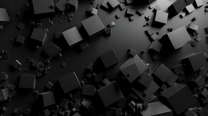 "Structured Chaos: Black Cube Abstract Wallpaper"