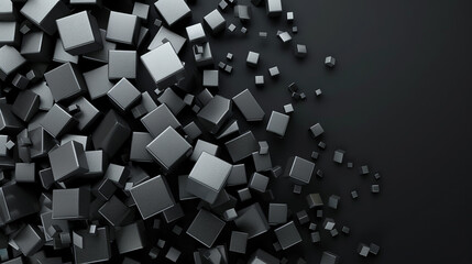 "Black Cubes in Disarray: A Modern Geometric Wallpaper"