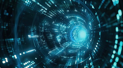 binary tunnel background , Technology concept. High Tech Background