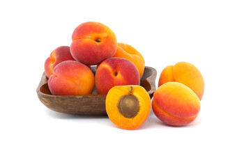 Group of fresh apricots isolated on a white background