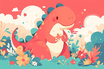 Cute dinosaur illustration, children education concept illustration