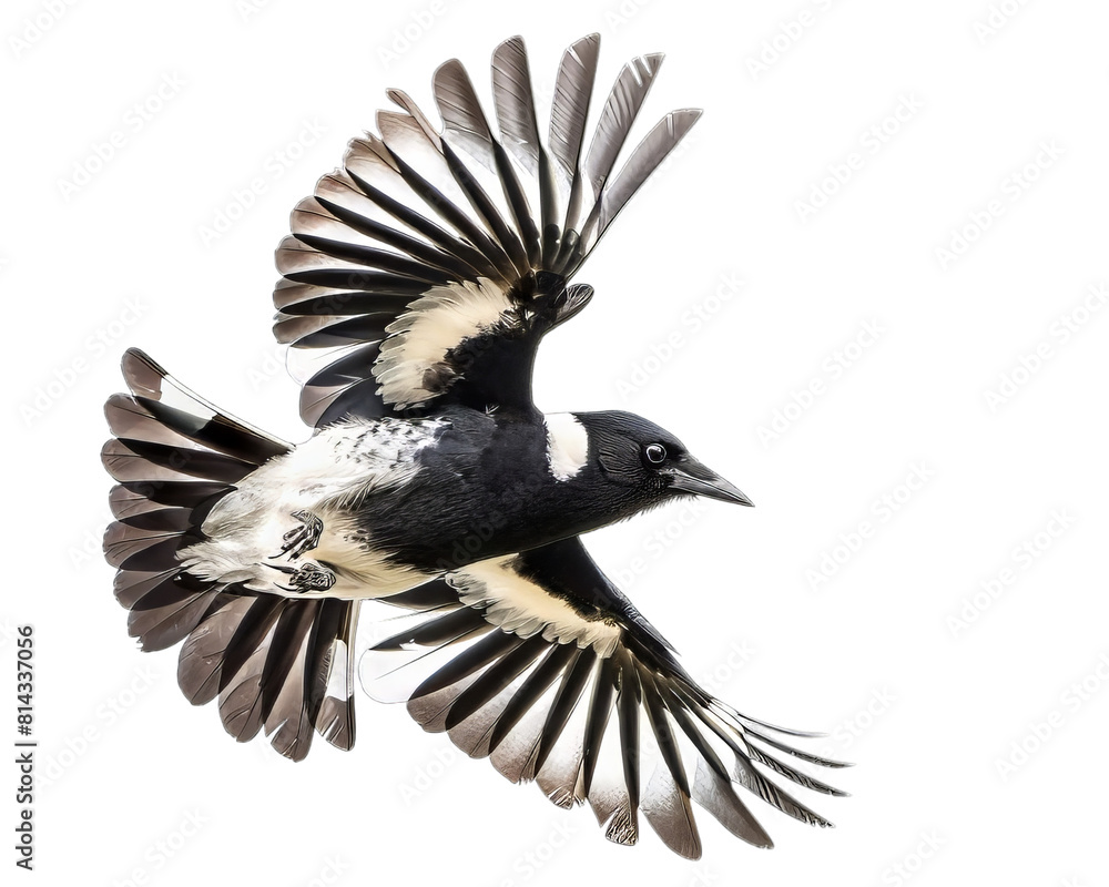 Sticker Magpie Bird Flying Isolated