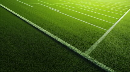 Obraz premium Close-up of artificial turf, grass track and field track on soccer field，Vibrant 4K Wallpaper of Close-Up Football Field with Artificial Turf and Green Grass Track. Dynamic Sports Arena for Soccer Ent