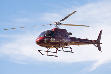 Red helicopter landing, Airbus Helicopter