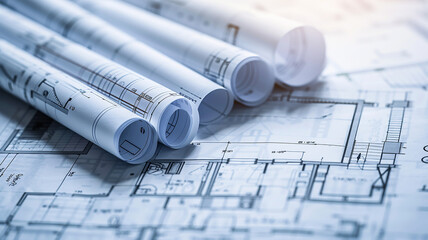 several blueprints and architectural draw