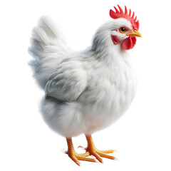 Fototapeta premium a white chicken, transparent background, animal set