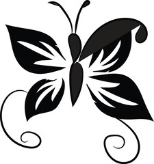 a butterfly drawing with black and white designs on it