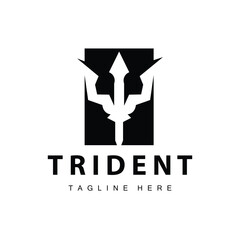 Trident logo design spear weapon vector sea king poseidon neptune symbol template