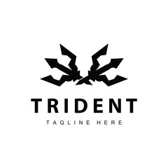 Trident logo design spear weapon vector sea king poseidon neptune symbol template