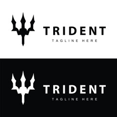 Trident logo design spear weapon vector sea king poseidon neptune symbol template