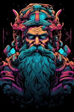 Odysseus the Cunning Hero Portrayed in Streetwear Synthwave Style
