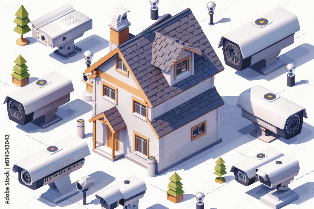 Poster homeowner security integrates practical security cameras with visual confirmation, using surveillanc