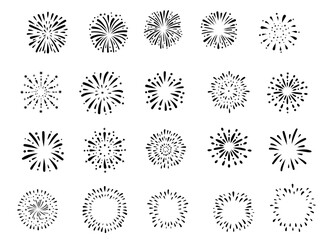Obraz premium 手描きの花火の線画イラスト素材