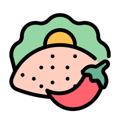 Taco Icon With Line Flat Color Style