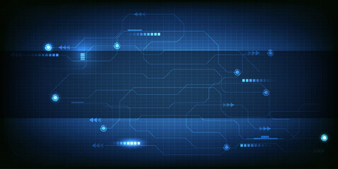 Futuristic digital technology background with digital element and grid line circuit network for advertising and game artwork.Future tech design concepts.Vector illustrations.