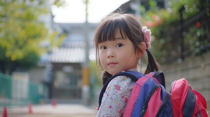 登校中の小学生の女の子