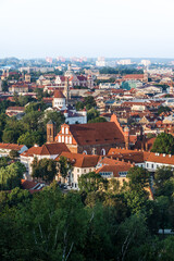 Obraz premium Vilnius Old Town Panorama With Bernardine Church, View From Three Crosses Hill In Sunrise