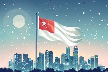 Vector illustration of Singapore's independence day, State singapore national day, Graphic for design element.