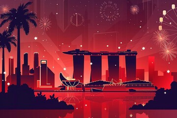 Vector illustration of Singapore's independence day, State singapore national day, Graphic for design element.