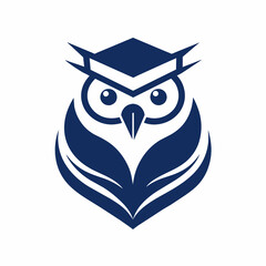 Minimalist Educational logo vector art illustration with a Owl icon logo design.