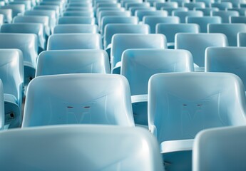 Fototapeta premium blue seats in an outdoor stadium, empty blue seats