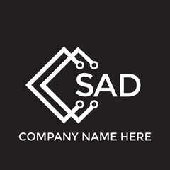 SAD letter technology logo design on black background. SAD creative initials letter IT logo concept. SAD setting shape design
