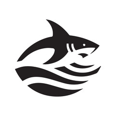 Minimalist shark logo on a white background