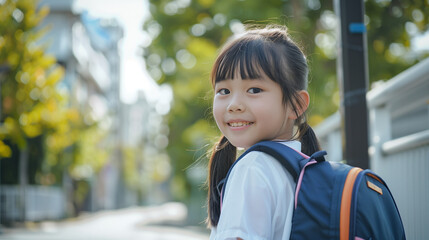 登校中の小学生の女の子