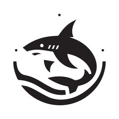 Minimalist shark logo on a white background