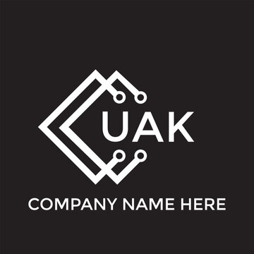 UAK letter technology logo design on black background. UAK creative initials letter IT logo concept. UAK setting shape design
