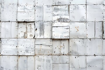 white wooden wall with squares, with dirty marks and stains on the texture background. 