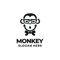 geek monkey head logo vector