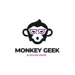 geek monkey head logo vector