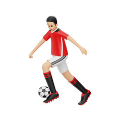 3D Character Male Football Player Practicing For Match