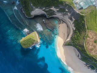 aerial view of nusa penida beach at bali - ai