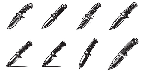 set of knives silhouette illustration design 